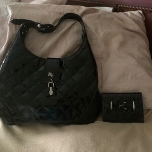Black patent Burberry shoulder bag plus matching walet